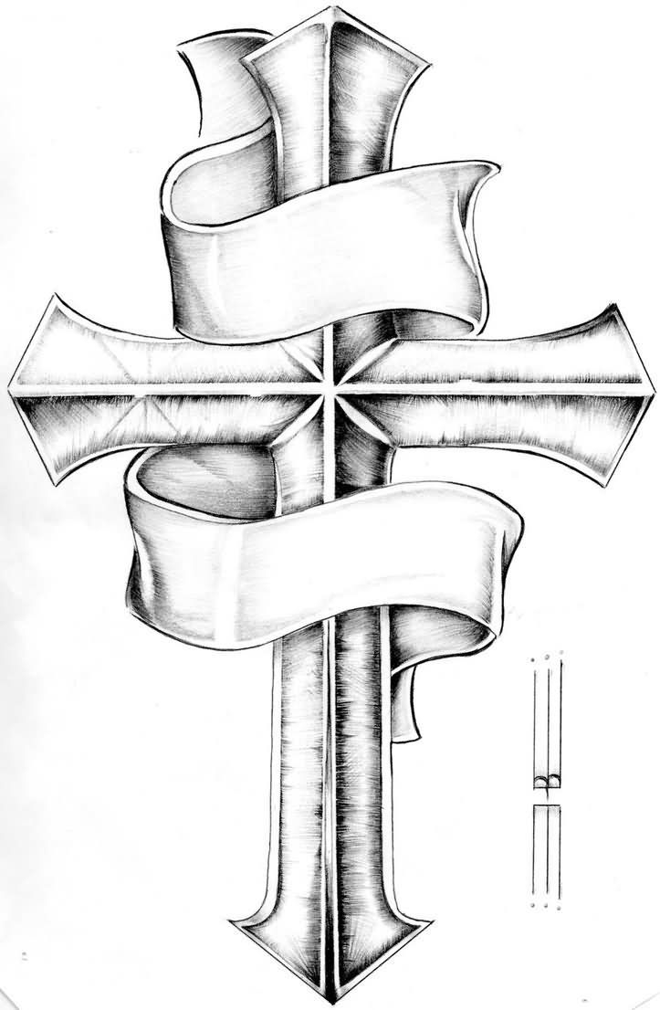 Banner And Cross Tattoo Sample Tattoo Cross Tattoo Designs for size 723 X 1106