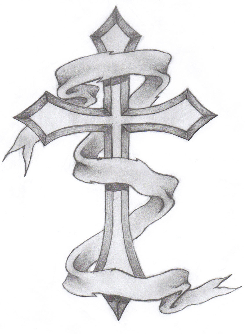 Banner With Cross Tattoo Design for dimensions 844 X 1149
