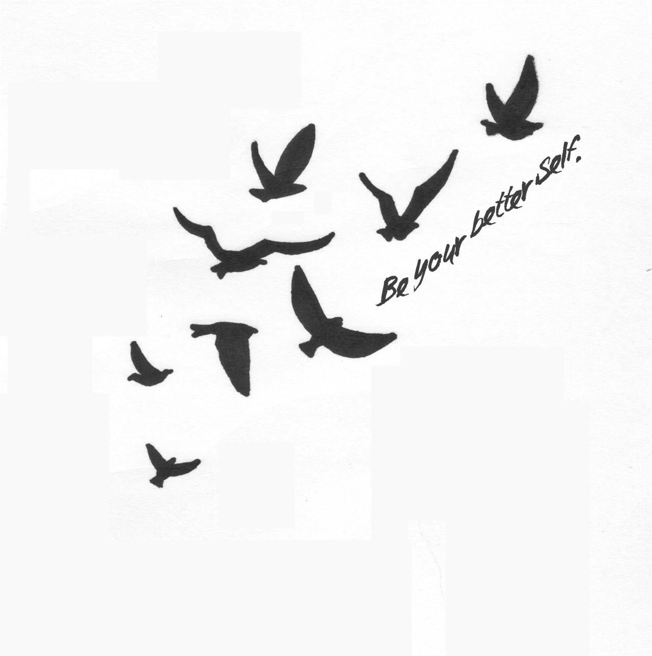 Be Your Better Self Black Flying Birds Tattoo Design Birds with regard to size 1280 X 1288