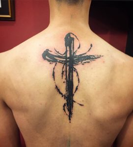 Beautiful Black Cross Tattoo On Back Tattooimagesbiz for size 1080 X 1194