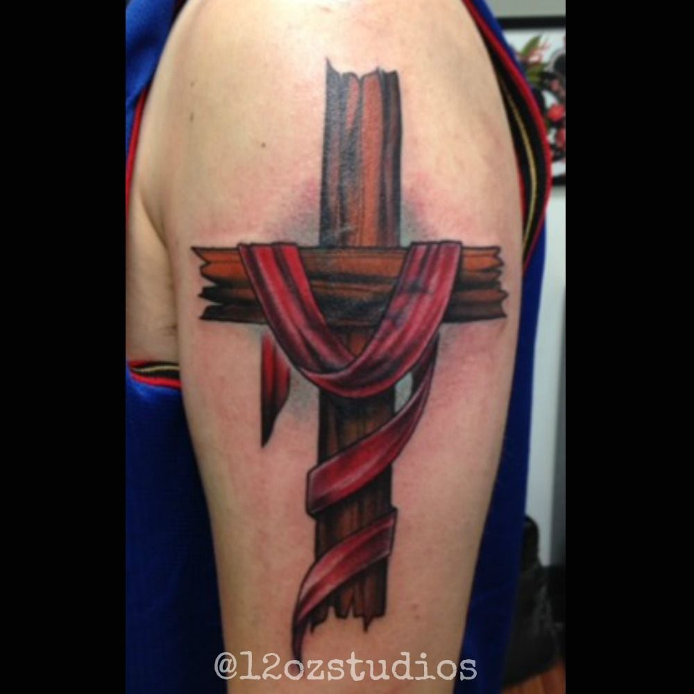 Beautiful Religious Wooden Cross Male Arm Tattoo Bob Trefz with measurements 1000 X 1000