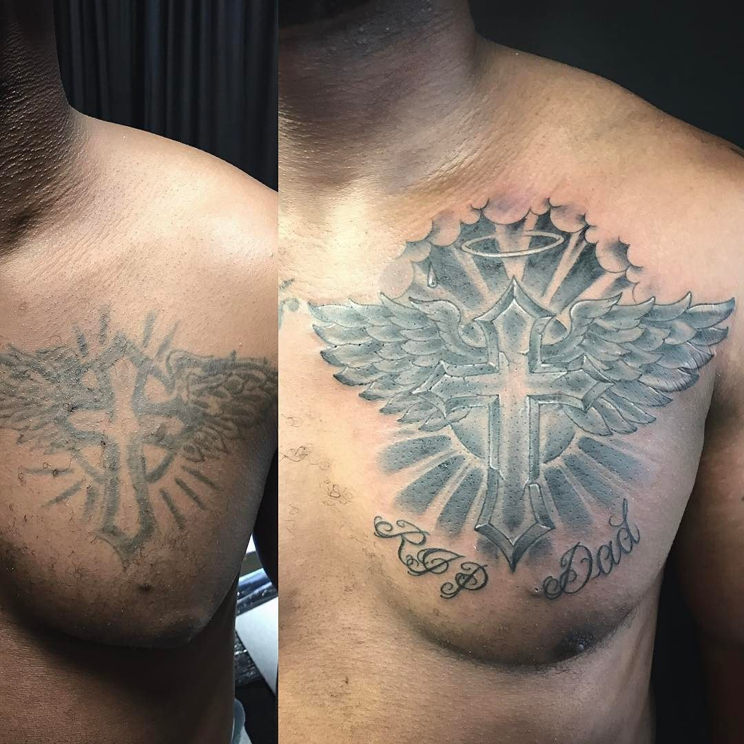 Before And After Chest Tattoo Recovery Fix Up Or Cover Up Cross in dimensions 1080 X 1080