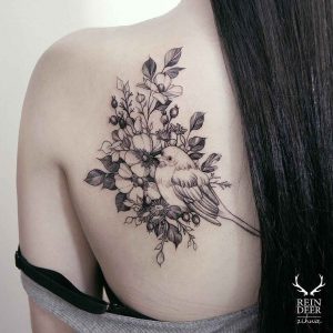 Bird And Flowers Tattoo Body Art Bird Shoulder Tattoos Flower throughout sizing 1080 X 1080