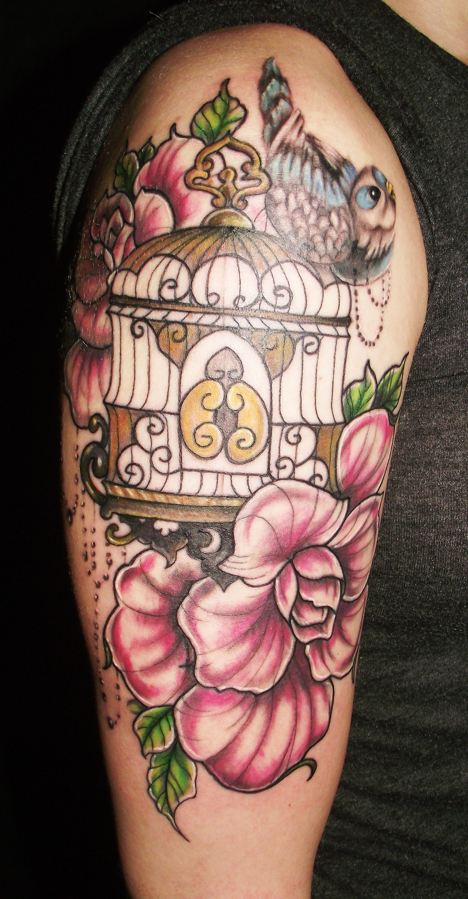 Bird Cage Tattoo On Shoulder Description Flowers Birds Tattoo for dimensions 1502 X 2880