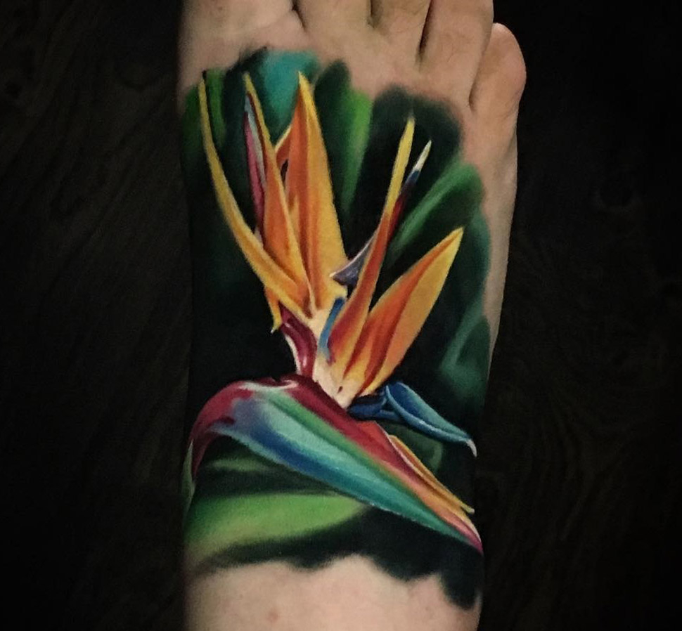 Bird Of Paradise Flower Foot Tattoo Best Tattoo Design Ideas intended for dimensions 970 X 898