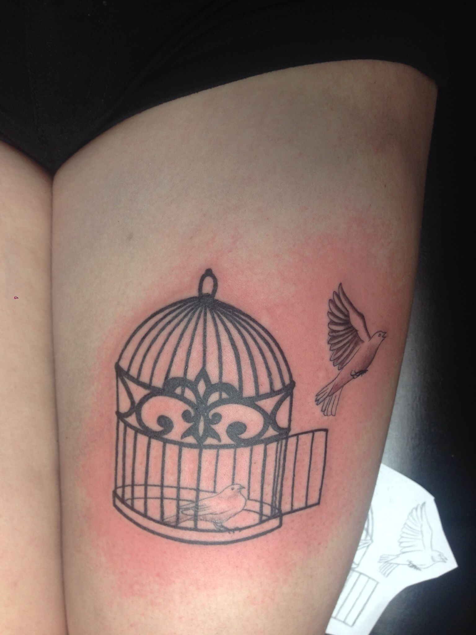 Hanging Bird Cage Tattoos Birdcage Drawing Cage Tattoos Bird for size...