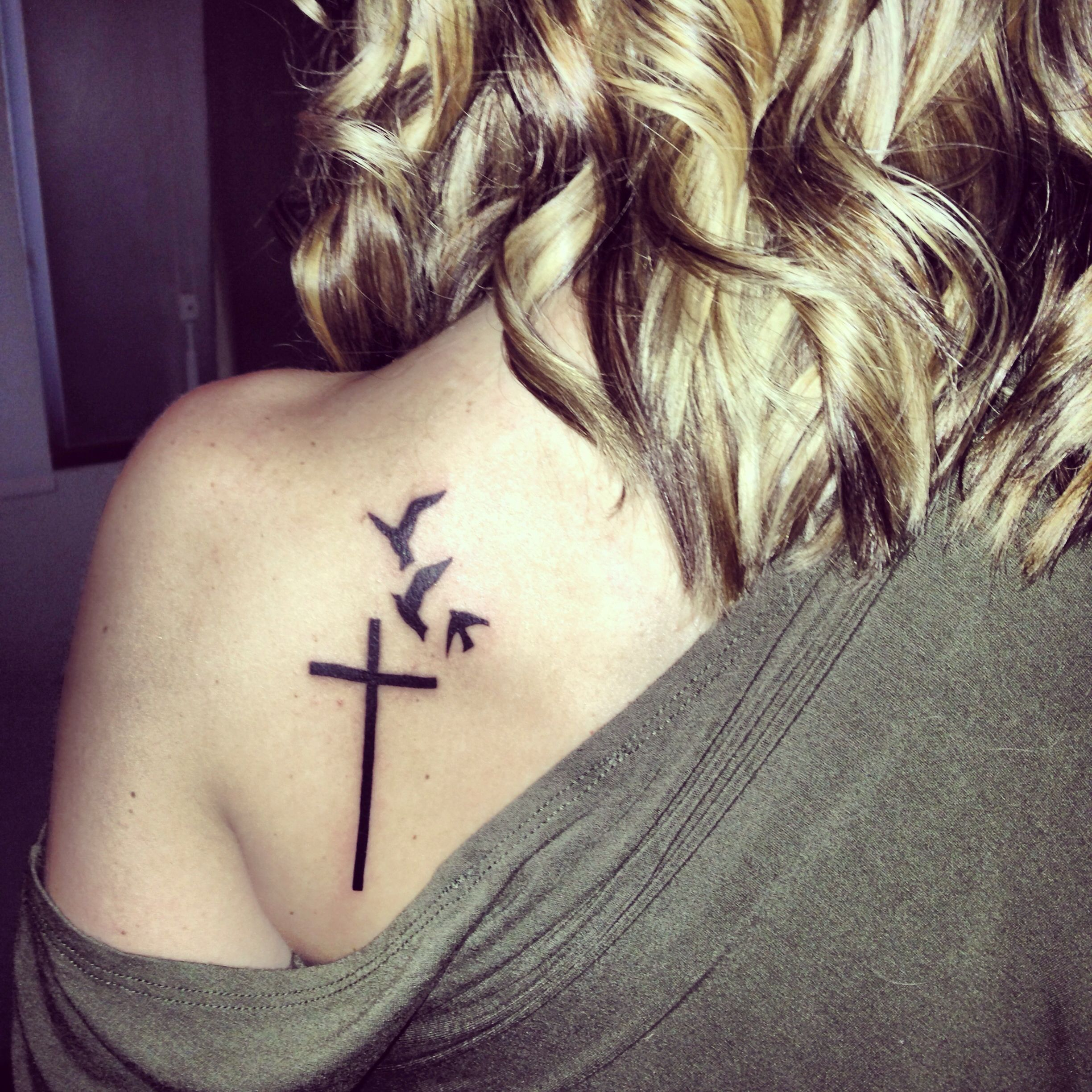 Birds Cross Tattoo Meaningful Tattoospiercings Cross Tattoo regarding measurements 2448 X 2448