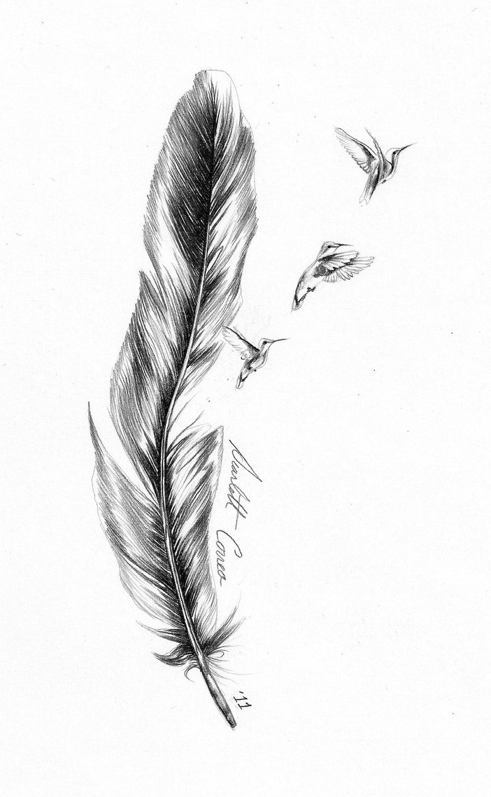 Birds Flying From Feather Tattoo Design for sizing 702 X 1139