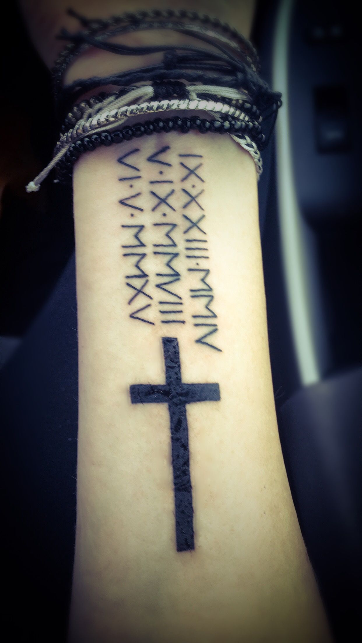 Birthdates In Roman Numerals With Cross Tattoo Tattoos Birthdate with measurements 1242 X 2208