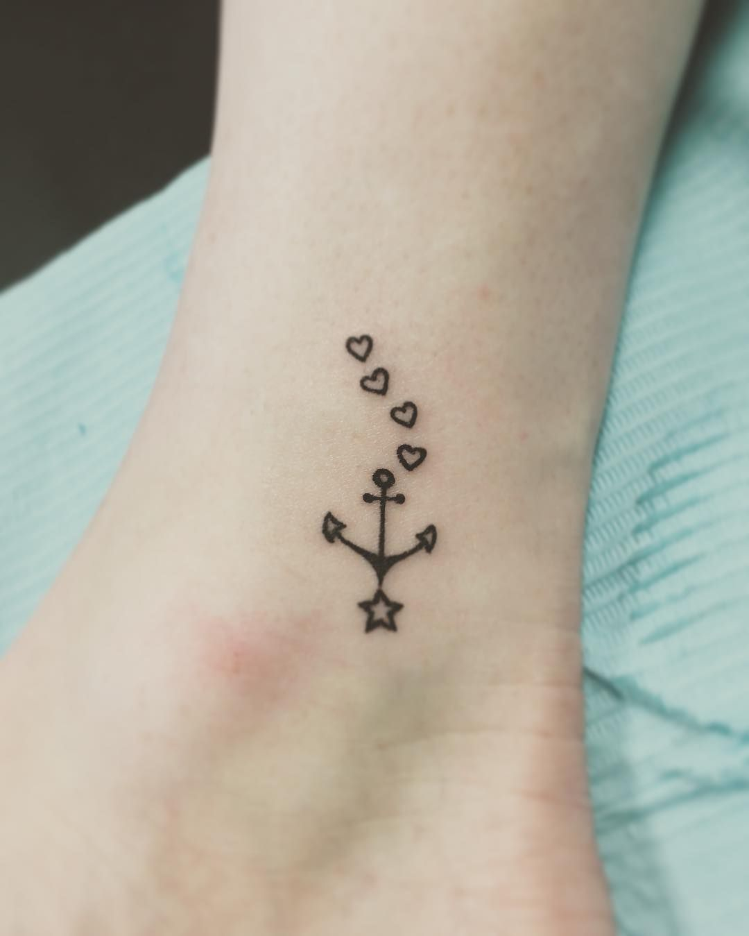 Black Anchor With Hearts And Star Tattoo On Left Ankle Tattoos within dimensions 1080 X 1349