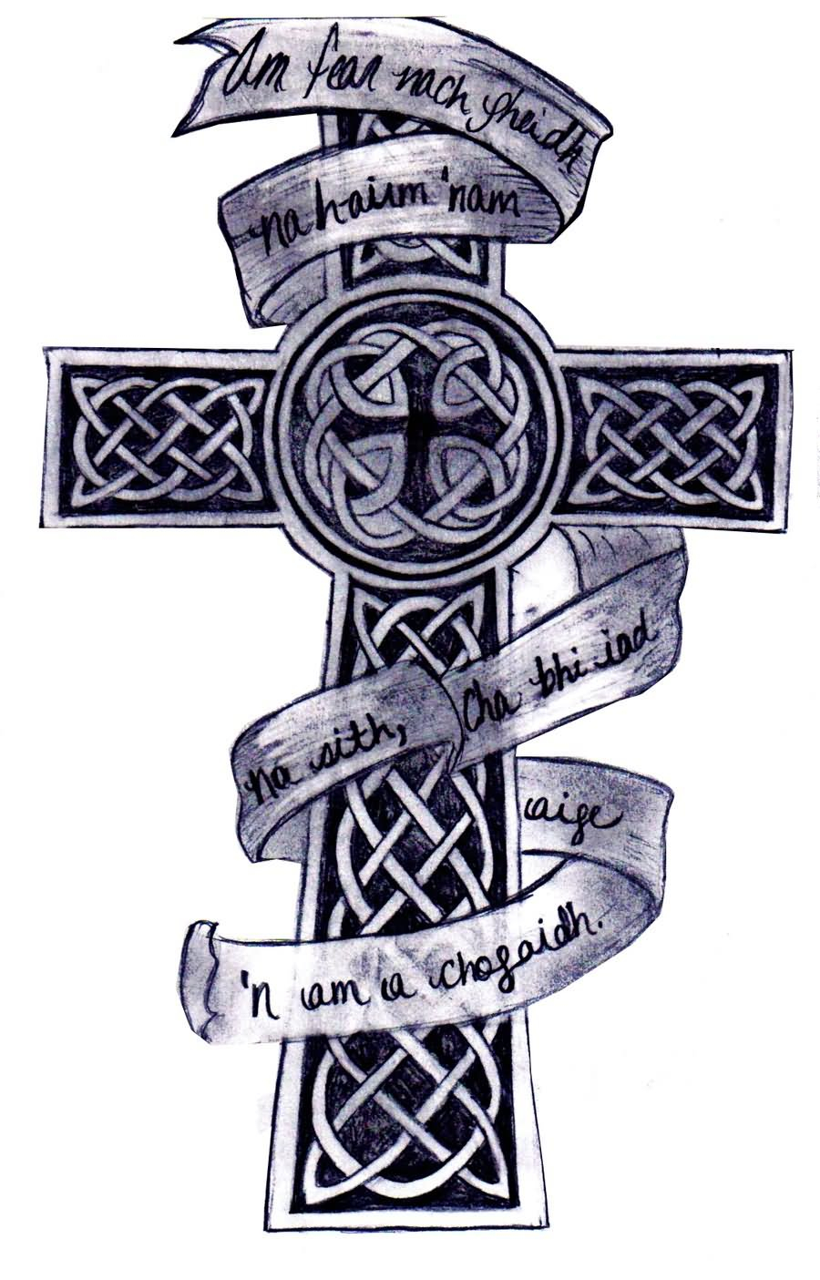 Black And Grey Celtic Cross With Banner Tattoo Design Kara Rose Todd in dimensions 900 X 1405