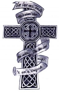 Black And Grey Celtic Cross With Banner Tattoo Design Kara Rose Todd intended for dimensions 900 X 1405