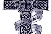Black And Grey Celtic Cross With Banner Tattoo Design Kara Rose Todd intended for dimensions 900 X 1405