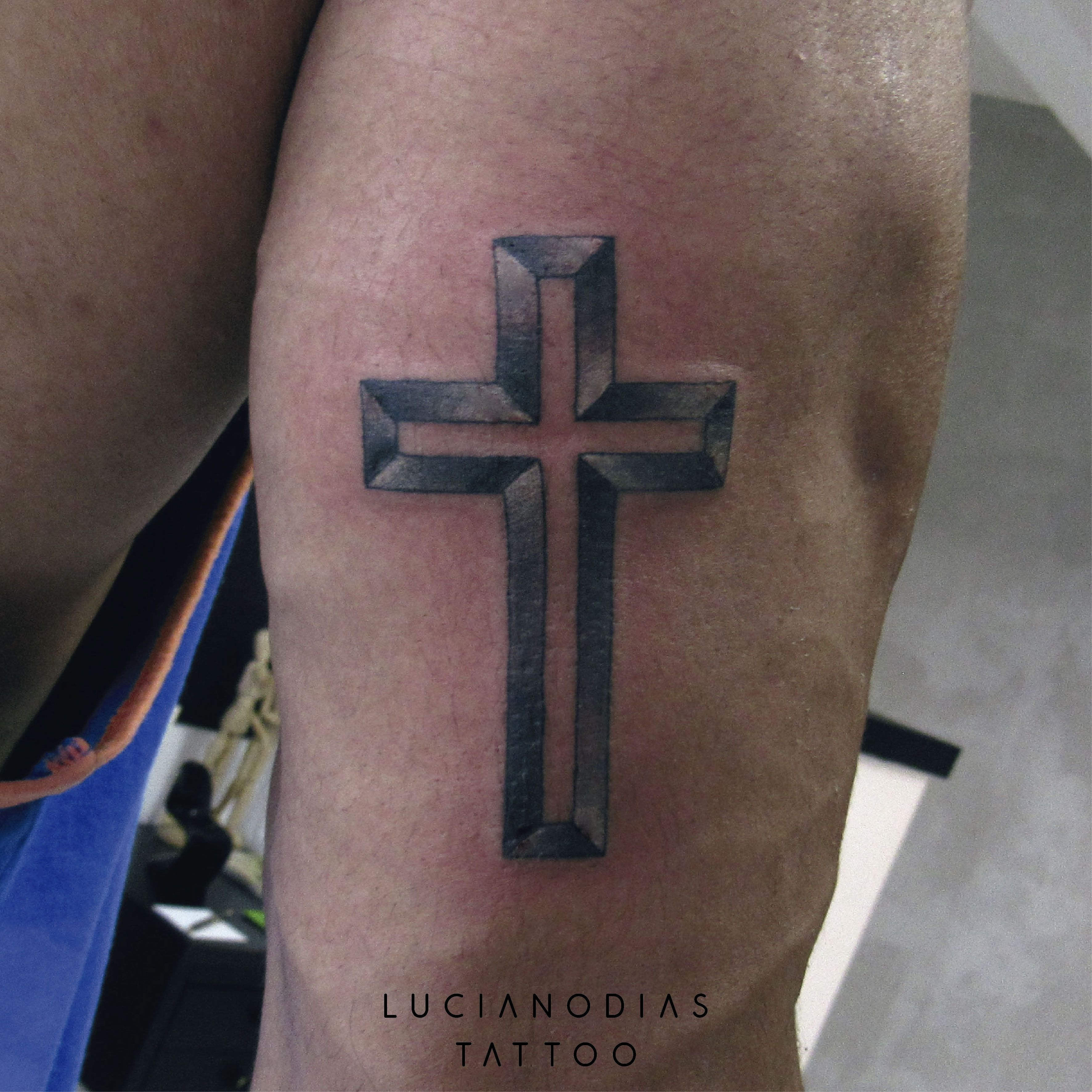 Black And Grey Cross Tattoo Made Me At The Black Box Studio regarding measurements 3544 X 3544