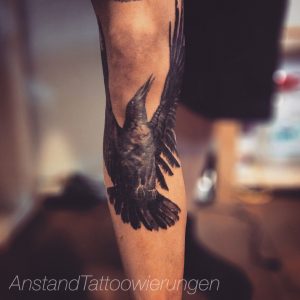 Black And Grey Crowbird Tattoo On Leg Shin Facebook for dimensions 1774 X 1774