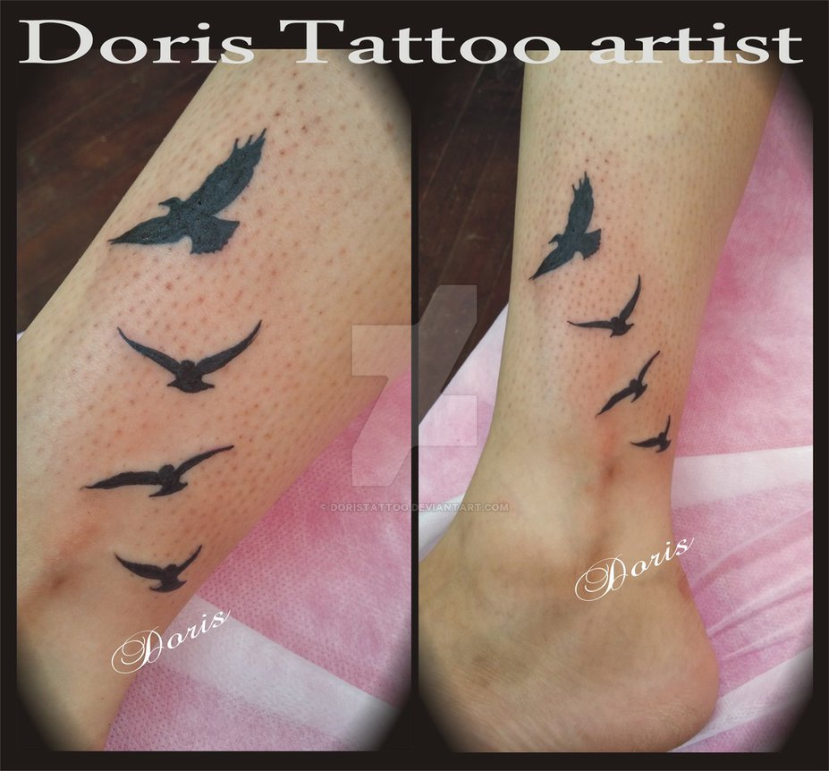 Black Birds Leg Tattoo Doristattoo On Deviantart within measurements 927 X 862