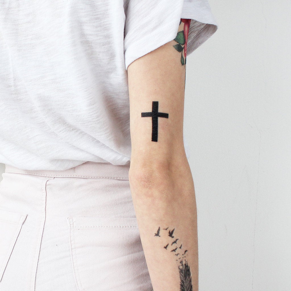 Black Cross Tattoo Set Of 2 Cross Temporary Tattoo Black Etsy for proportions 1024 X 1024