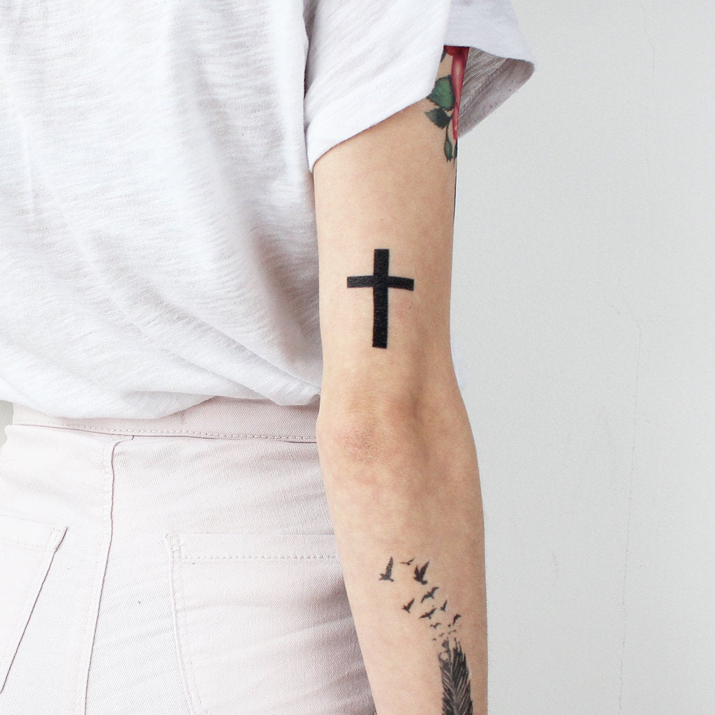 Black Cross Tattoo Set Of 2 Cross Temporary Tattoo Black Etsy regarding size 1024 X 1024