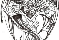Black Ink Celtic Cross With Dragon Tattoo Design within dimensions 736 X 1102