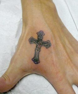 Black Religious Jesus On Cross Tattoo On Hand regarding proportions 972 X 1166