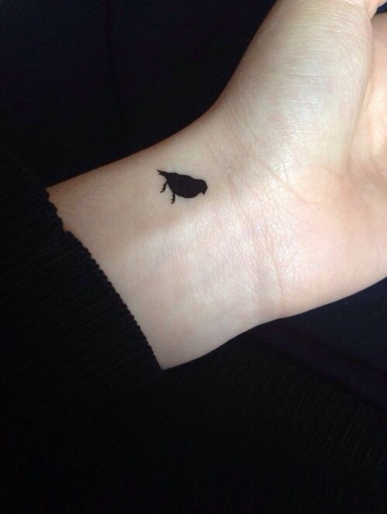 Black Tiny Bird Tattoo Inked On The Left Inner Wrist Bird regarding size 770 X 1024