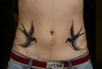 Black Two Flying Swallows Tattoo On Man Stomach Bee Balm Stomach with regard to size 1024 X 768