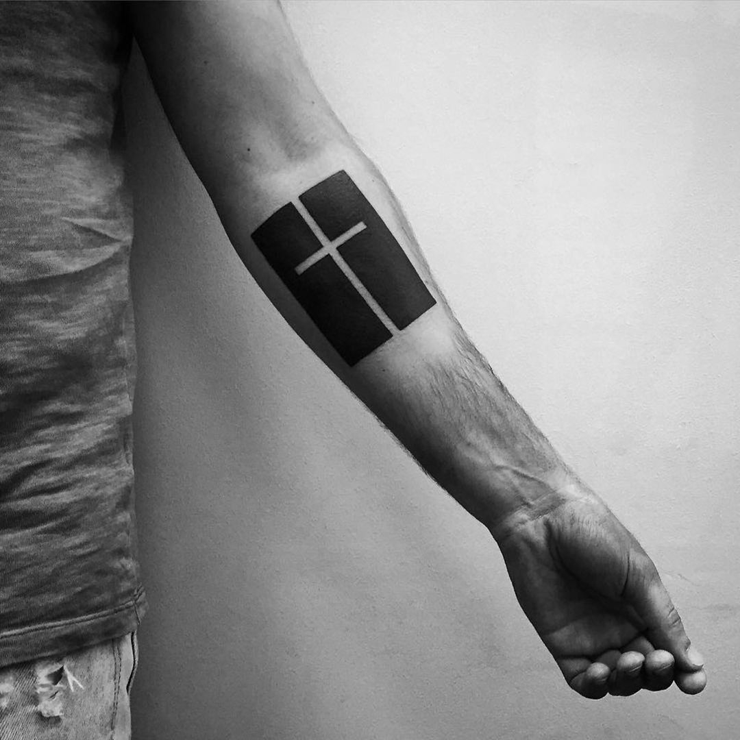 Blackwork Tattoo With Cross And Solid intended for sizing 1080 X 1080