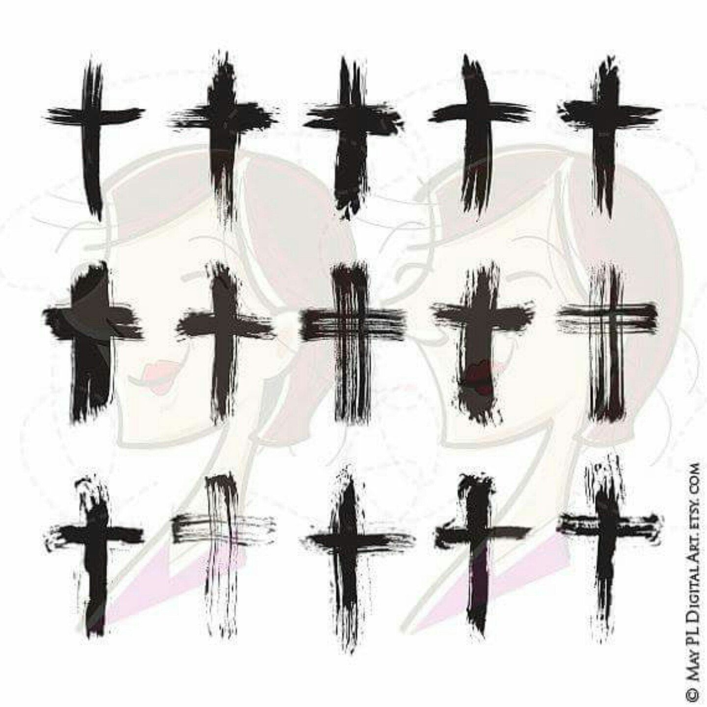 Brush Christian Crosses Catholic Faith Brushstroke Paintstroke intended for size 1440 X 1440