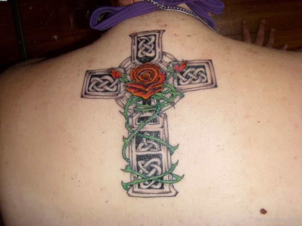 Celtic Cross And Rose Tattoo On Back Tattoo Designs Tattoo Pictures with regard to size 1024 X 768
