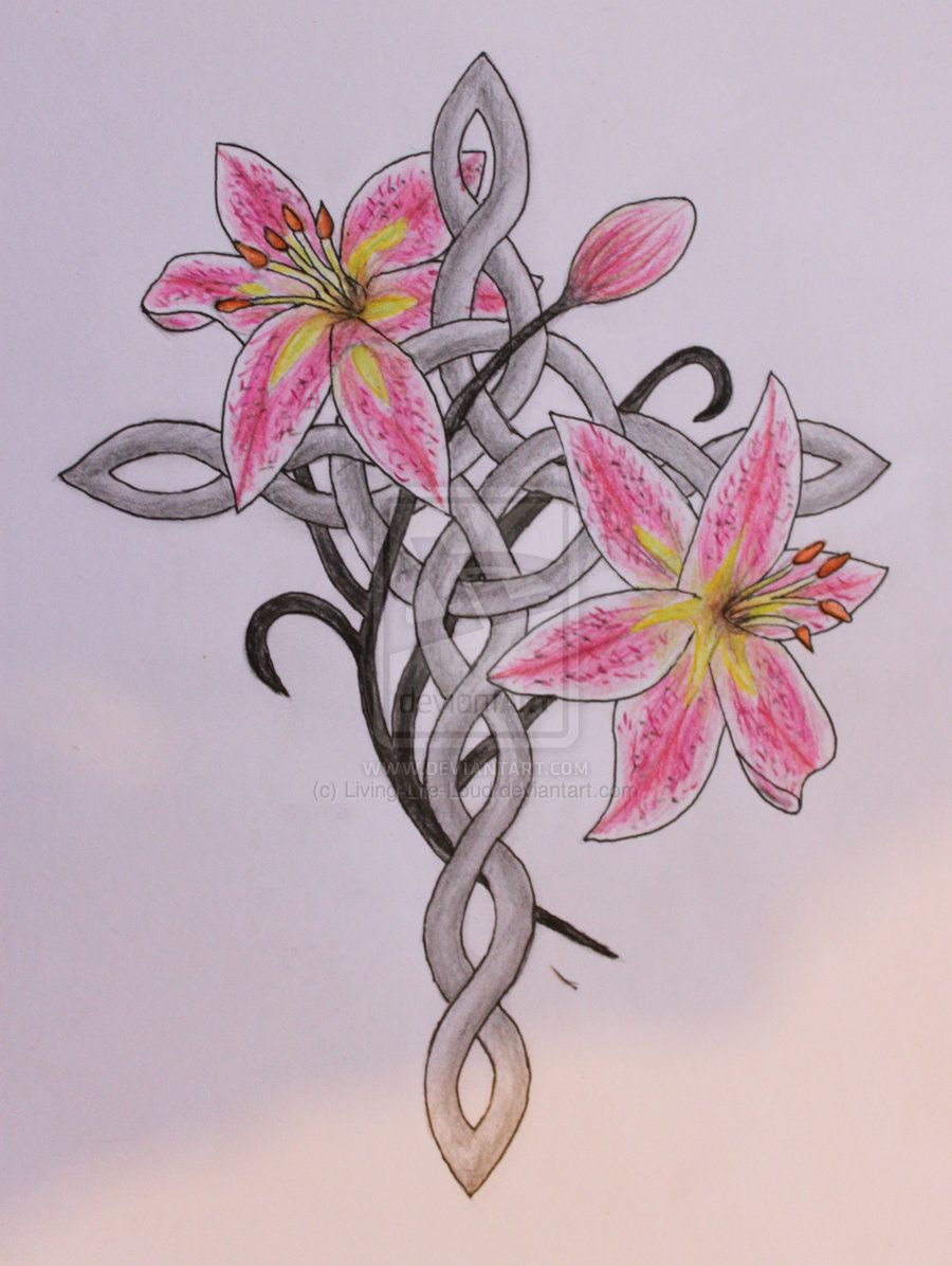Celtic Cross And Stargazer Lilies Tattoo Design Living Life Loud throughout dimensions 900 X 1196