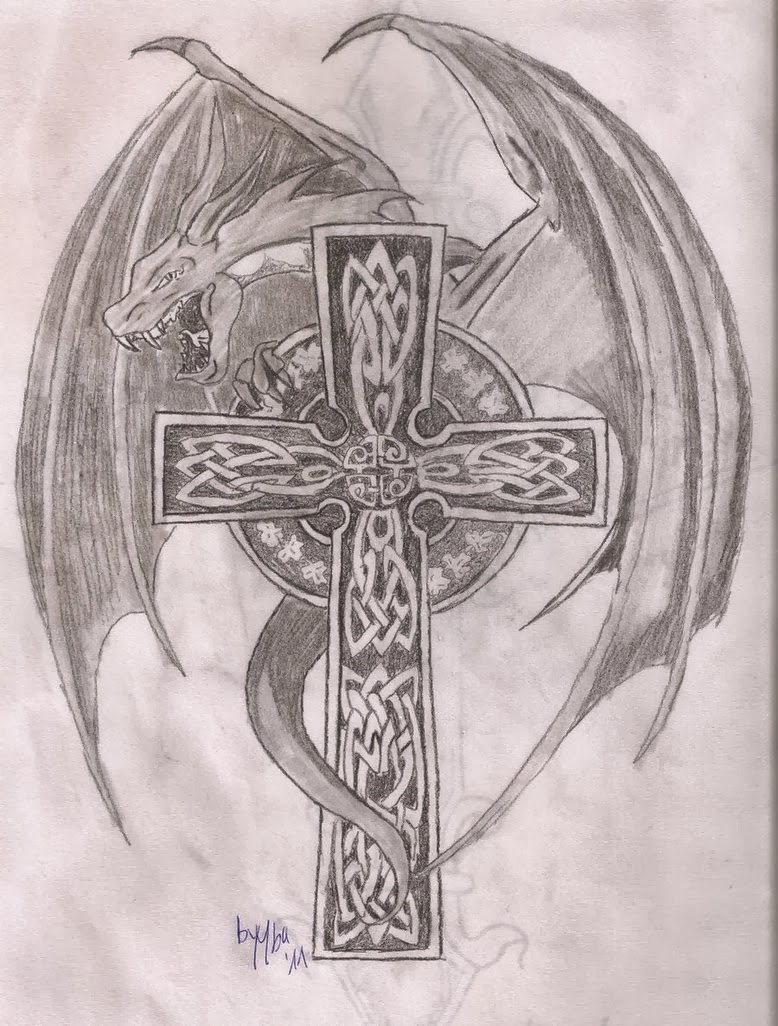 Celtic Cross Dragon Tattoo Design Idea inside size 778 X 1026
