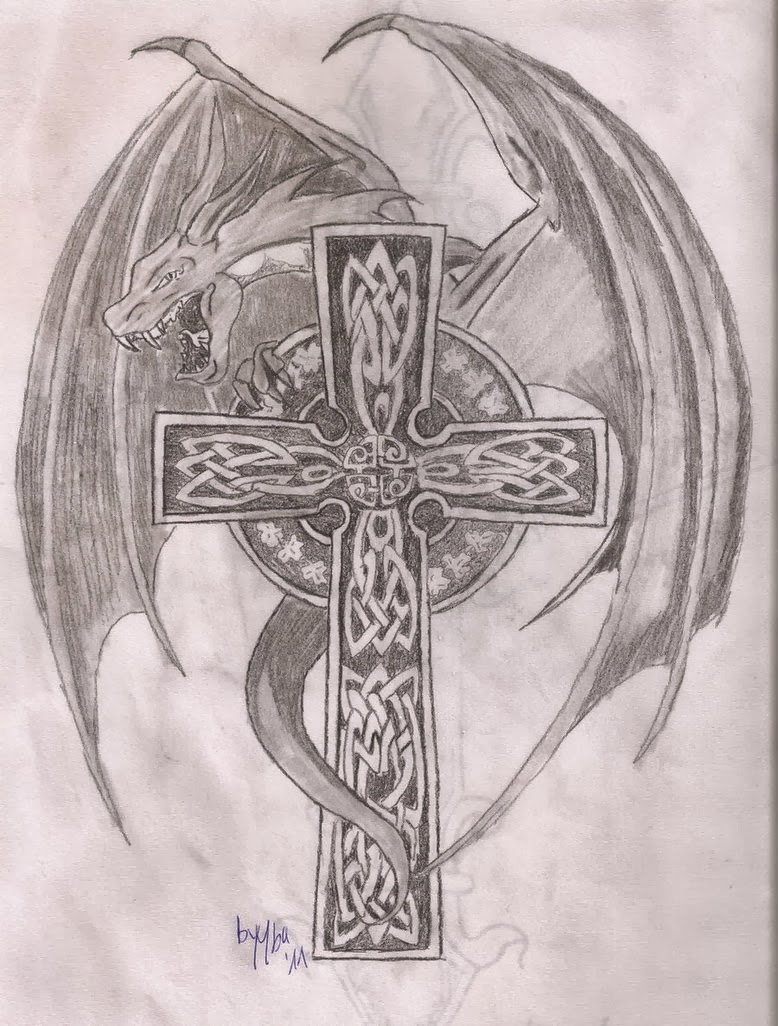 Celtic Cross And Dragon Tattoo Designs • Half Sleeve Tattoo Site