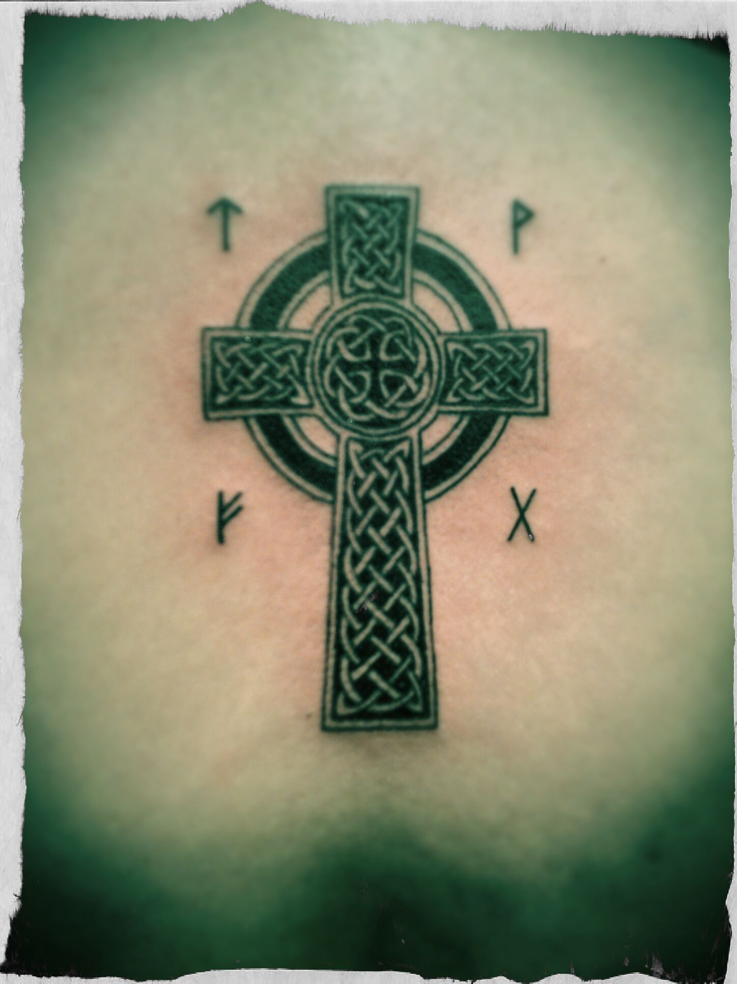 Celtic Cross Tattoo On A Back Medium Size Made In Budapest with regard to measurements 1447 X 1930