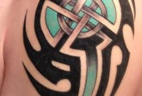 Celtic Shield Tattoo Celtic Cross With Tribal Tattoo Ideas with measurements 722 X 1207