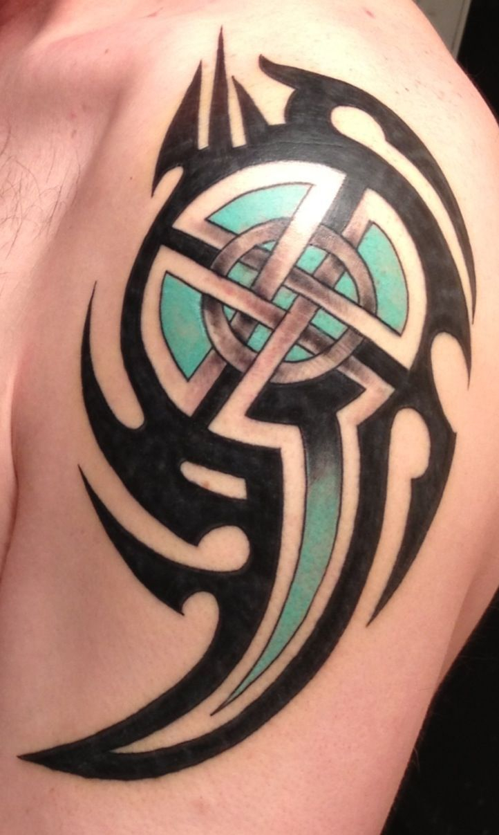 Celtic Shield Tattoo Celtic Cross With Tribal Tattoo Ideas with measurements 722 X 1207