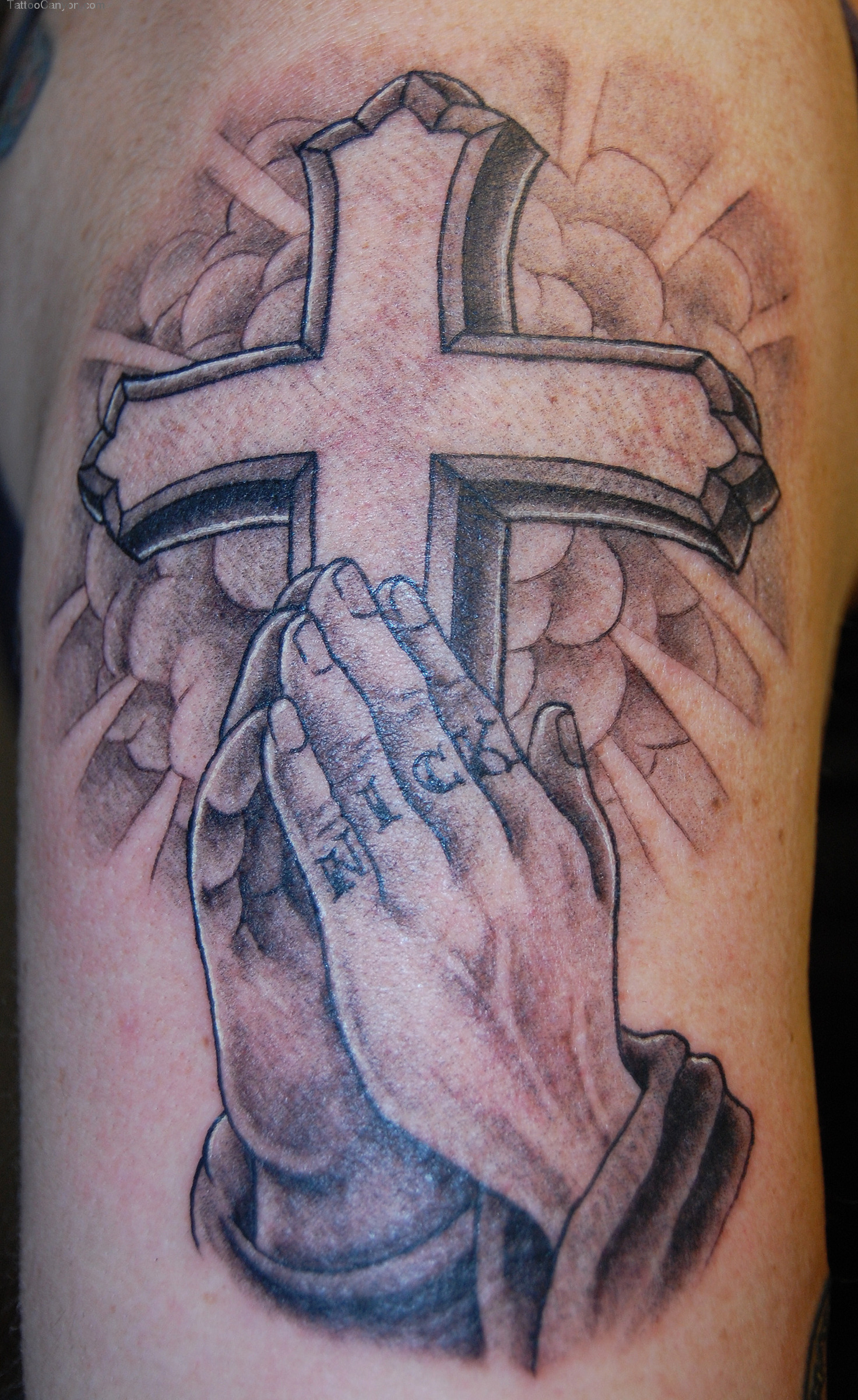 Christian Cross With Praying Hands Tattoo Tattoo Tes with regard to size 1472 X 2400