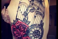 Clock Roses And Birdcage Tattoo Maybe A Compass Instead Of A in sizing 1249 X 1260