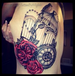 Clock Roses And Birdcage Tattoo Maybe A Compass Instead Of A in sizing 1249 X 1260