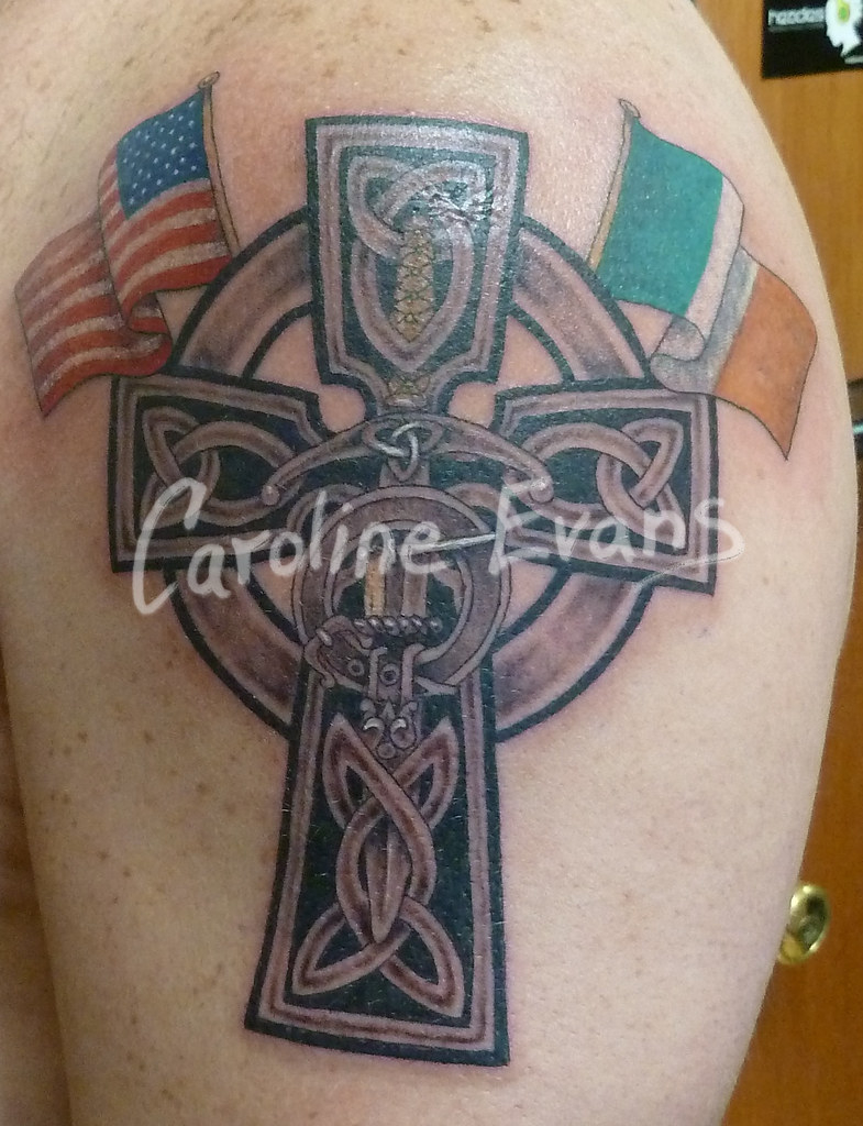 Color Black Grey Celtic Cross American Irish Flag Arm Tatt Flickr for dimensions 785 X 1024