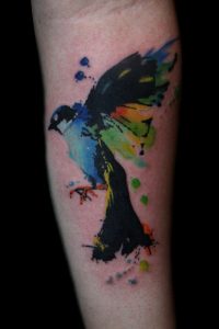 Colorful Watercolor Bird Tattoo Tattoo Colorful Bird Tattoos throughout dimensions 1756 X 2634