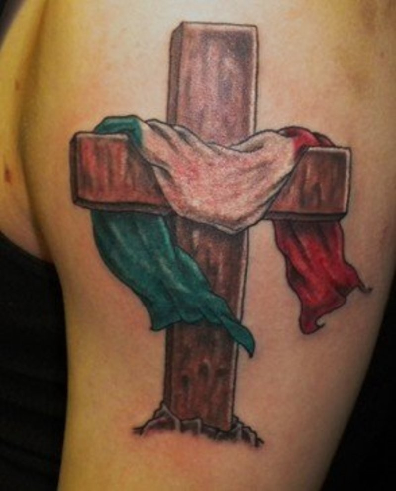 Coloured Wooden Cross With Flag Of Italy Tattoo Tattooimagesbiz inside dimensions 800 X 990