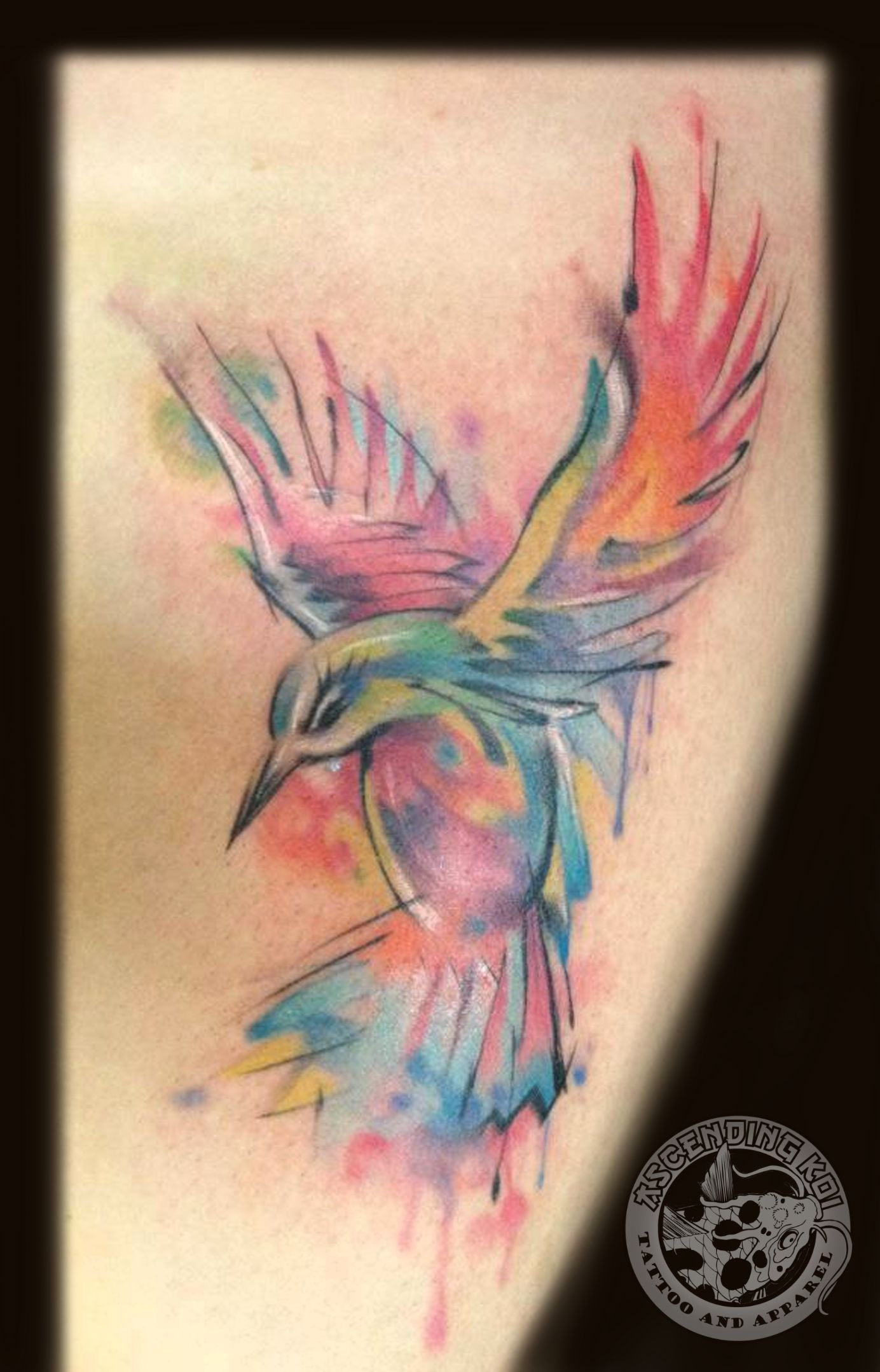 Colourful Hummingbird Piece Trev Tattoos Ascendingkoi Birds inside measurements 1384 X 2157