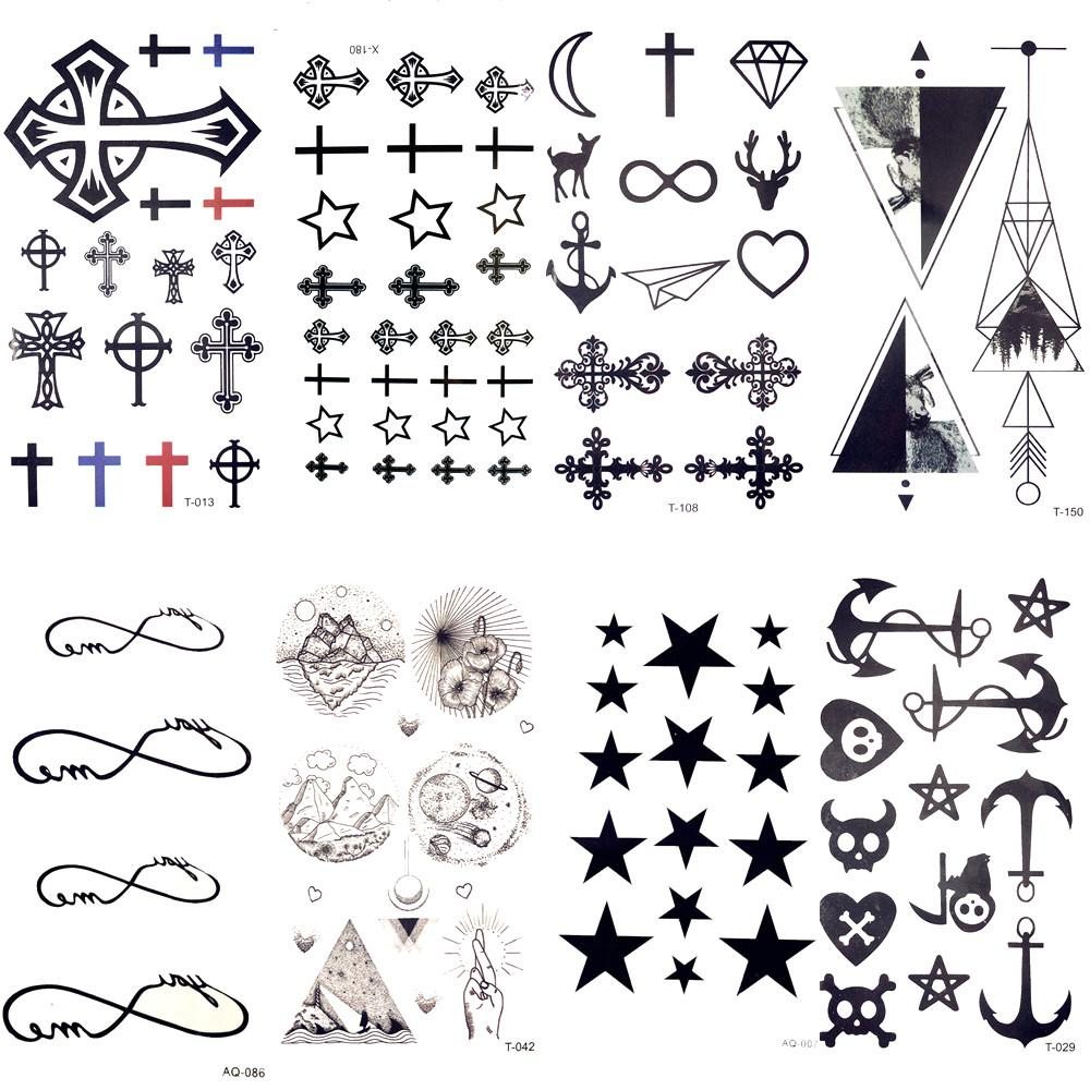 Cool Christ Cross Jesus Temporary Tattoo Stickers Black Stars Anchor in size 1000 X 1000