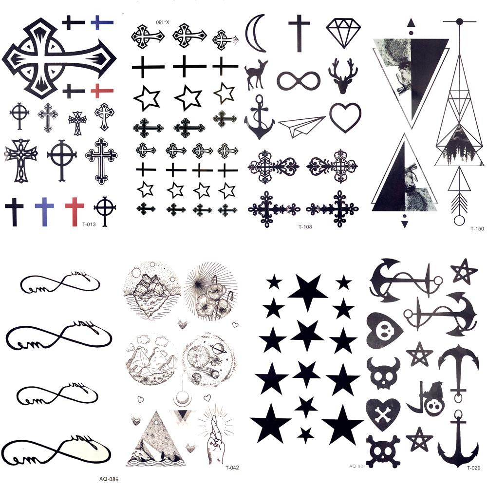 Cool Christ Cross Jesus Temporary Tattoo Stickers Black Stars Anchor within dimensions 1000 X 1000