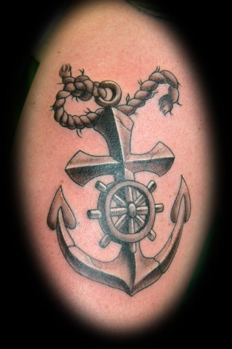 Cross Anchor Tattoo With Wheel Rope Tattoos Book 65000 Tattoos throughout measurements 800 X 1205