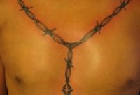 Cross And Barbed Wire Tattoo On Chest regarding size 768 X 1024