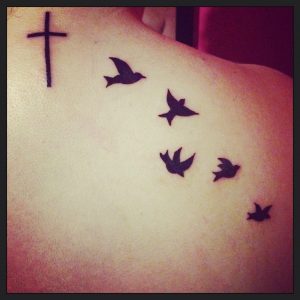 Cross And Bird Tattoo Symbolizes Freedom From The Restraint Of intended for proportions 2178 X 2178