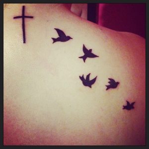 Cross And Bird Tattoo Symbolizes Freedom From The Restraint Of throughout sizing 2178 X 2178