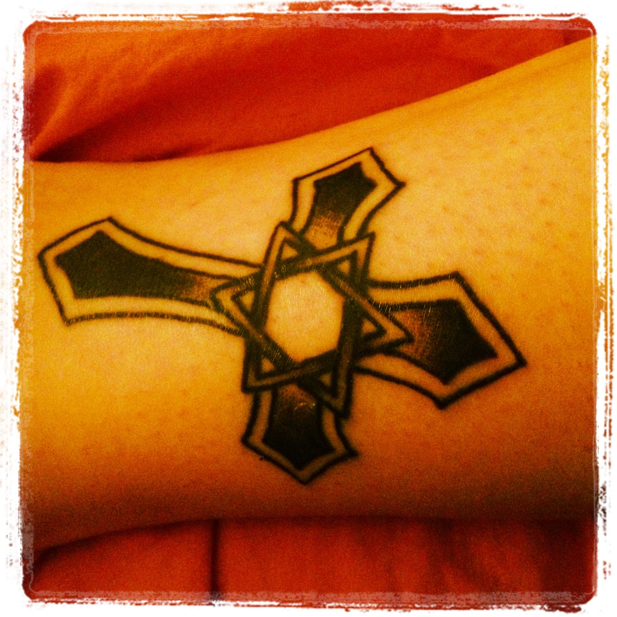 Cross And Star Of David Tattoo Done At Carmel Tatto With Out Star with regard to sizing 2048 X 2048
