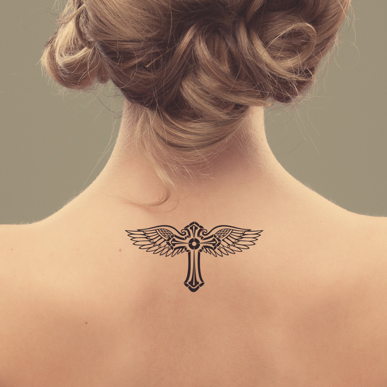 Cross And Wings Temporary Tattoo Tattoo Design Love Tattoo On Storenvy inside dimensions 1499 X 1500